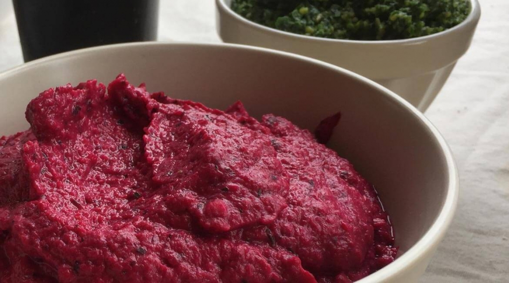 Beetroot Hummus with Cannellini beans