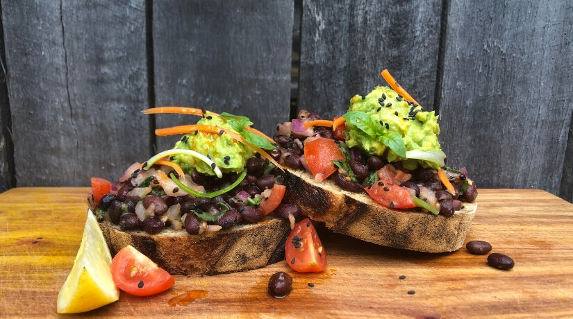 Smoky Black Beans With Smashed Lime Avocado